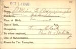 Voter registration card of Lillian E. Burroughs, Hartford, October 18, 1920