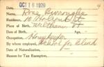 Voter registration card of Rose Burroughs, Hartford, October 16, 1920