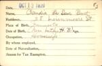 Voter registration card of Claudia Le Seur Burt, Hartford, October 13, 1920