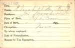Voter registration card of Elizabeth M. Burt, Hartford, October 11, 1920