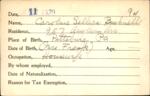Voter registration card of Caroline Sellers Bushnell, Hartford, October 11, 1920