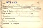 Voter registration card of Leah Ford Butler, Hartford, October 15, 1920