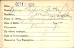 Voter registration card of Agnes Claypool Butterfield, Hartford, October 15, 1920