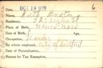 Voter registration card of Ruth Buxton, Hartford, October 19, 1920