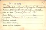 Voter registration card of Cassandra Herrington Buyse, Hartford, October 19, 1920