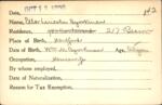 Voter registration card of Ella Lincoln Bjorkman, Hartford, October 13, 1920