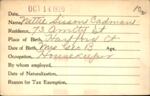 Voter registration card of Nettie Sisson Cadman, Hartford, October 14, 1920
