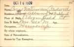 Voter registration card of Cora Waterman Cadwell, Hartford, October 16, 1920