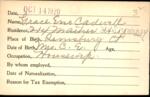 Voter registration card of Grace Eno Cadwell, Hartford, October 14, 1920