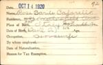 Voter registration card of Rose Barile Cafarello, Hartford, October 14, 1920