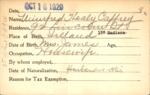 Voter registration card of Winifred Healy Caffrey, Hartford, October 16, 1920