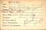 Voter registration card of Anna Maloney Cahill, Hartford, October 16, 1920