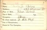Voter registration card of Mary J. Cairns, Hartford, October 18, 1920