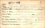 Voter registration card of Theresa DeRago Caldarelli, Hartford, October 15, 1920