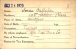 Voter registration card of Louise Callahan, Hartford, October 14, 1920