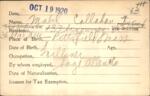 Voter registration card of Mabel Callahan, Hartford, October 19, 1920