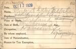 Voter registration card of Margaret Daley Callahan, Hartford, October 12, 1920