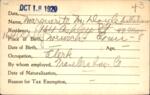 Voter registration card of Marguerite M. Doyle (Callahan), Hartford, October 18, 1920