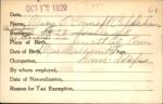 Voter registration card of Mary O’Connell Callahan, Hartford, October 19, 1920