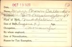 Voter registration card of Grace Brown Callender, Hartford, October 19, 1920