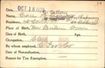 Voter registration card of Grace B. Conway (Callery), Hartford, October 18, 1920