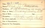 Voter registration card of Vera C. Cameron, Hartford, October 14, 1920