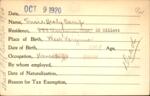 Voter registration card of Susie Healy Camp, Hartford, October 9, 1920