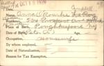 Voter registration card of Anna O’Rourke LeRoy (Campbell), Hartford, October 19, 1920