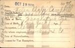 Voter registration card of Helen Daly Campbell, Hartford, October 19, 1920
