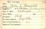 Voter registration card of Leda J. Campbell, Hartford, October 19, 1920