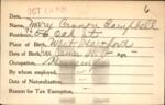 Voter registration card of Mary Cannon Campbell, Hartford, October 19, 1920