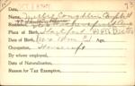 Voter registration card of Nellie Coughlin Campbell, Hartford, October 18, 1920