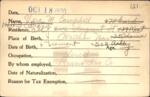 Voter registration card of Vera M. Campbell, Hartford, October 18, 1920