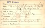 Voter registration card of Margaret Burns Canfield, Hartford, October 19, 1920