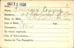 Voter registration card of Rosemary Canning, Hartford, October 15, 1920