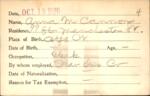 Voter registration card of Anna M. Cannon, Hartford, October 19, 1920
