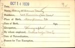 Voter registration card of Mary McManus Canty, Hartford, October 14, 1920