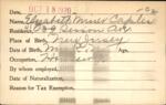 Voter registration card of Elizabeth Miner Caplis, Hartford, October 18, 1920
