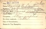 Voter registration card of Elizabeth K. Lawton (Carbery), Hartford, October 19, 1920