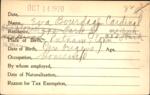 Voter registration card of Eva Bourdage Cardinal, Hartford, October 14, 1920
