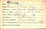 Voter registration card of Eleanor McKeon Carey, Hartford, October 18, 1920