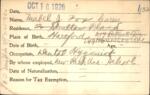 Voter registration card of Mabel J. Fox (Carey), Hartford, October 16, 1920