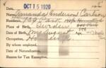 Voter registration card of Amanda Anderson Carlson, Hartford, October 15, 1920
