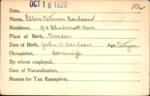 Voter registration card of Ellen Peterson Carlson, Hartford, October 16, 1920