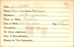 Voter registration card of Ida Larson Carlson, Hartford, October 18, 1920