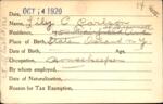 Voter registration card of Lily C. Carlson, Hartford, October 14, 1920