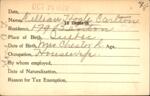 Voter registration card of Lillian Hogle Carlton, Hartford, October 14, 1920
