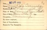 Voter registration card of May Kiely Carmody, Hartford, October 18, 1920