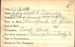 Voter registration card of Elizabeth L. Carney, Hartford, October 12, 1920