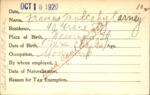Voter registration card of Frances Mulcahy Carney, Hartford, October 18, 1920